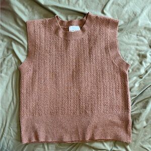 Pink Rose Cable Knit Sleeveless Sweater